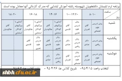 دروس ترم تابستان دانشجویان ناپیوسته آموزش ابتدایی که مدرک کاردانی آنها معادل بوده است.